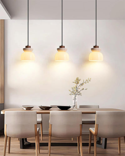 Ritta Travertine Dome Glass Pendant Light - Neutral Decor