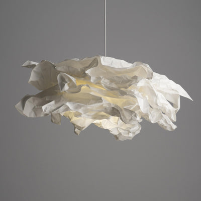 Paper Plug-In Pendant Lamp Pleated Origami Form - Neutral Decor