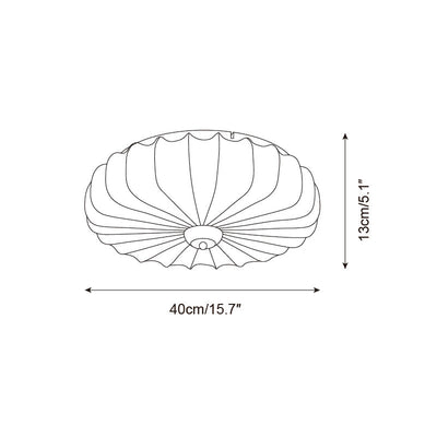 Ceiling Lamp Fabric Shade Pleated Lotus Shape Wooden Canopy - Neutral Decor