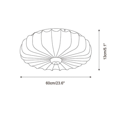 Ceiling Lamp Fabric Shade Pleated Lotus Shape Wooden Canopy - Neutral Decor