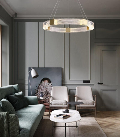 Eurdora Modern Minimalist Ring LED Chandelier - Neutral Decor