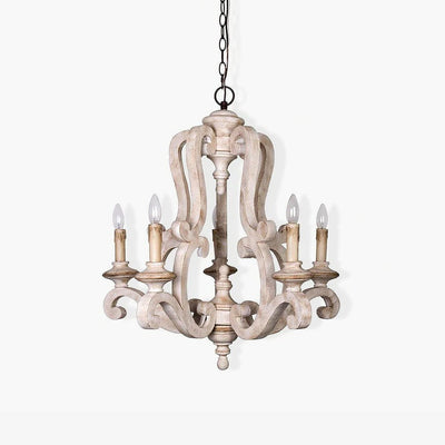 Arixy Chandelier Wooden Candle Mid-Century