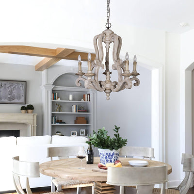Arixy Chandelier Wooden Candle Mid-Century