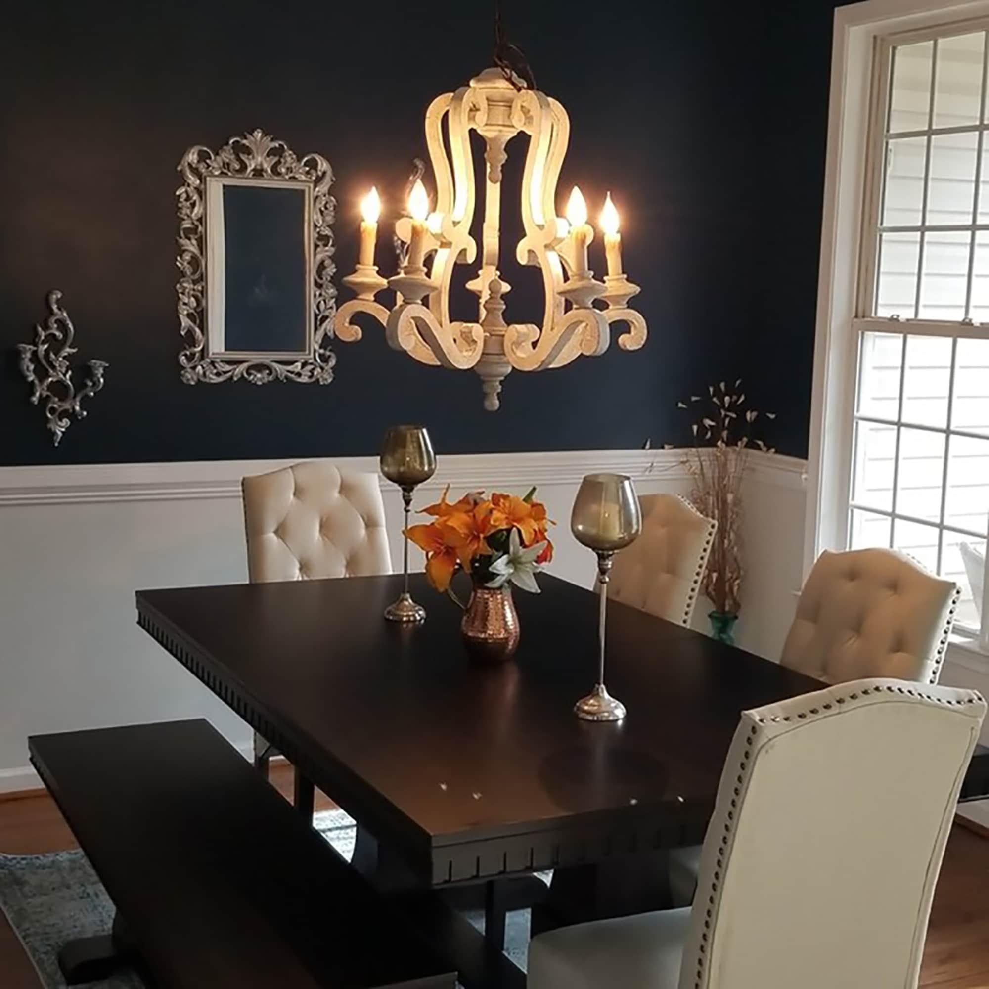Arixy Chandelier Wooden Candle Mid-Century