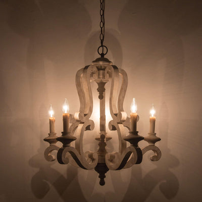 Arixy Chandelier Wooden Candle Mid-Century