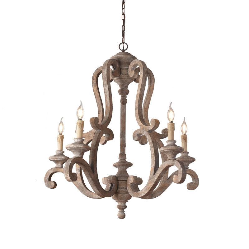 Arixy Chandelier Wooden Candle Mid-Century
