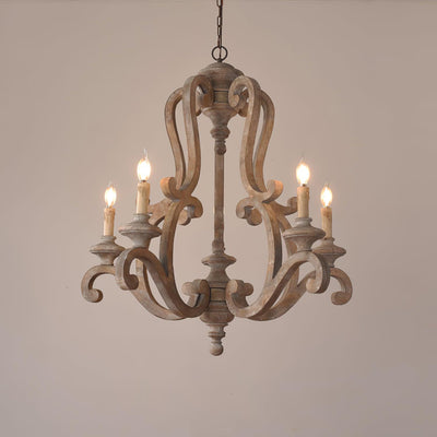 Arixy Chandelier Wooden Candle Mid-Century