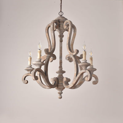 Arixy Chandelier Wooden Candle Mid-Century
