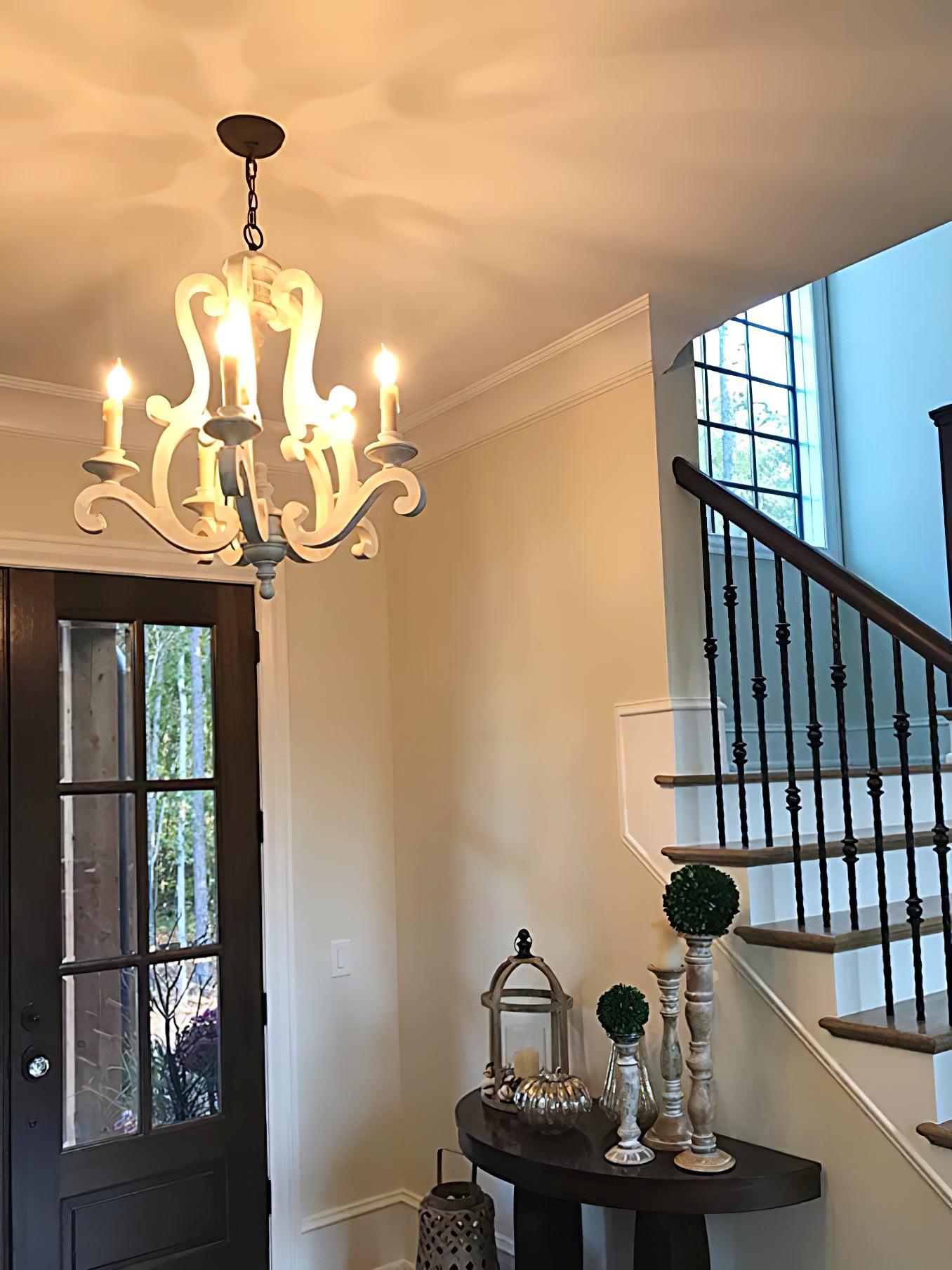 Arixy Chandelier Wooden Candle Mid-Century