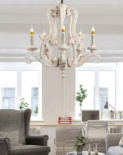 Arixy Chandelier Wooden Candle Mid-Century