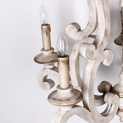 Arixy Chandelier Wooden Candle Mid-Century