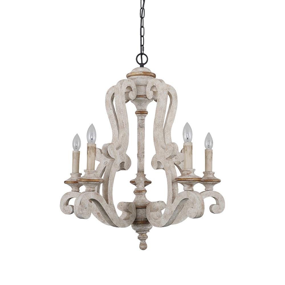 Arixy Chandelier Wooden Candle Mid-Century