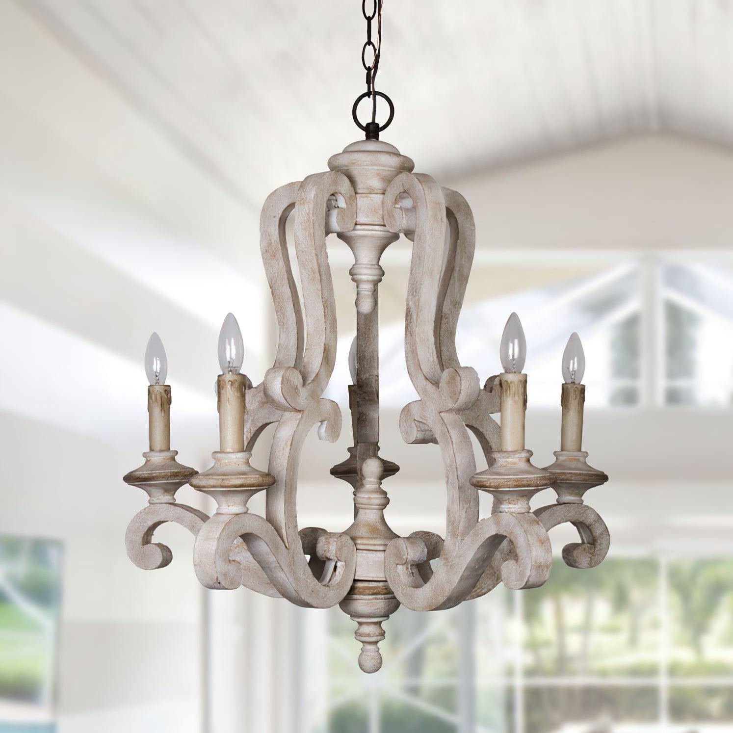 Arixy Chandelier Wooden Candle Mid-Century