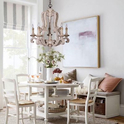 Arixy Chandelier Wooden Candle Mid-Century