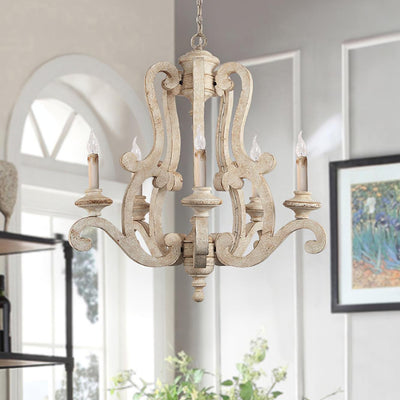 Arixy Chandelier Wooden Candle Mid-Century
