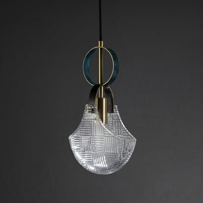 Eirerine Pendant Light Glass Brass Teal