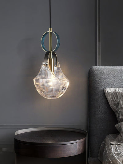 Eirerine Pendant Light Glass Brass Teal