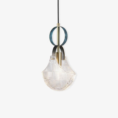 Eirerine Pendant Light Glass Brass Teal