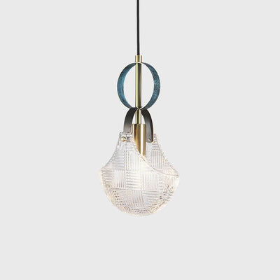 Eirerine Pendant Light Glass Brass Teal