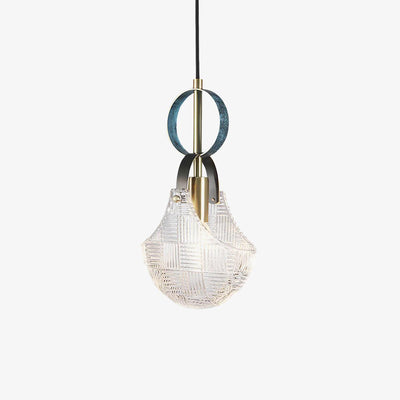 Eirerine Pendant Light Glass Brass Teal