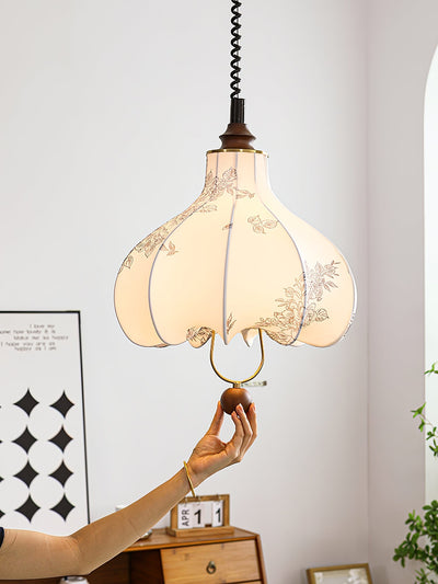 Mirerena Pendant Lamp Pear Fabric Lantern for Living Room