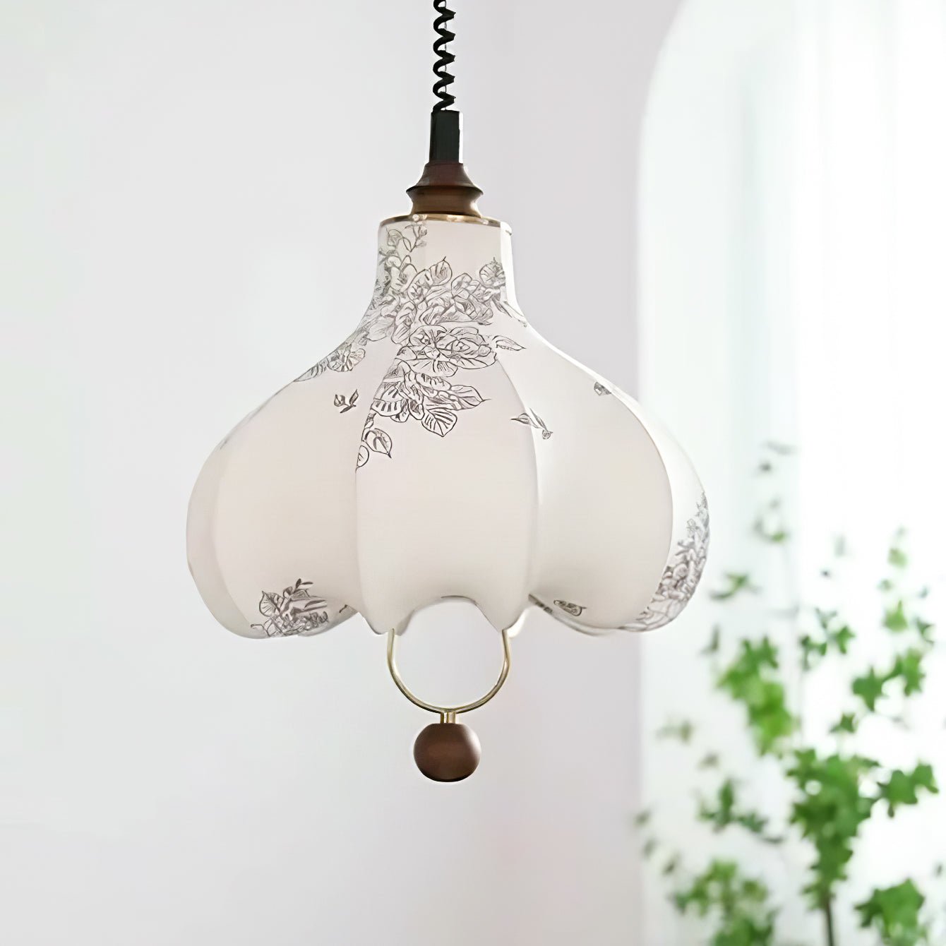 Mirerena Pendant Lamp Pear Fabric Lantern for Living Room
