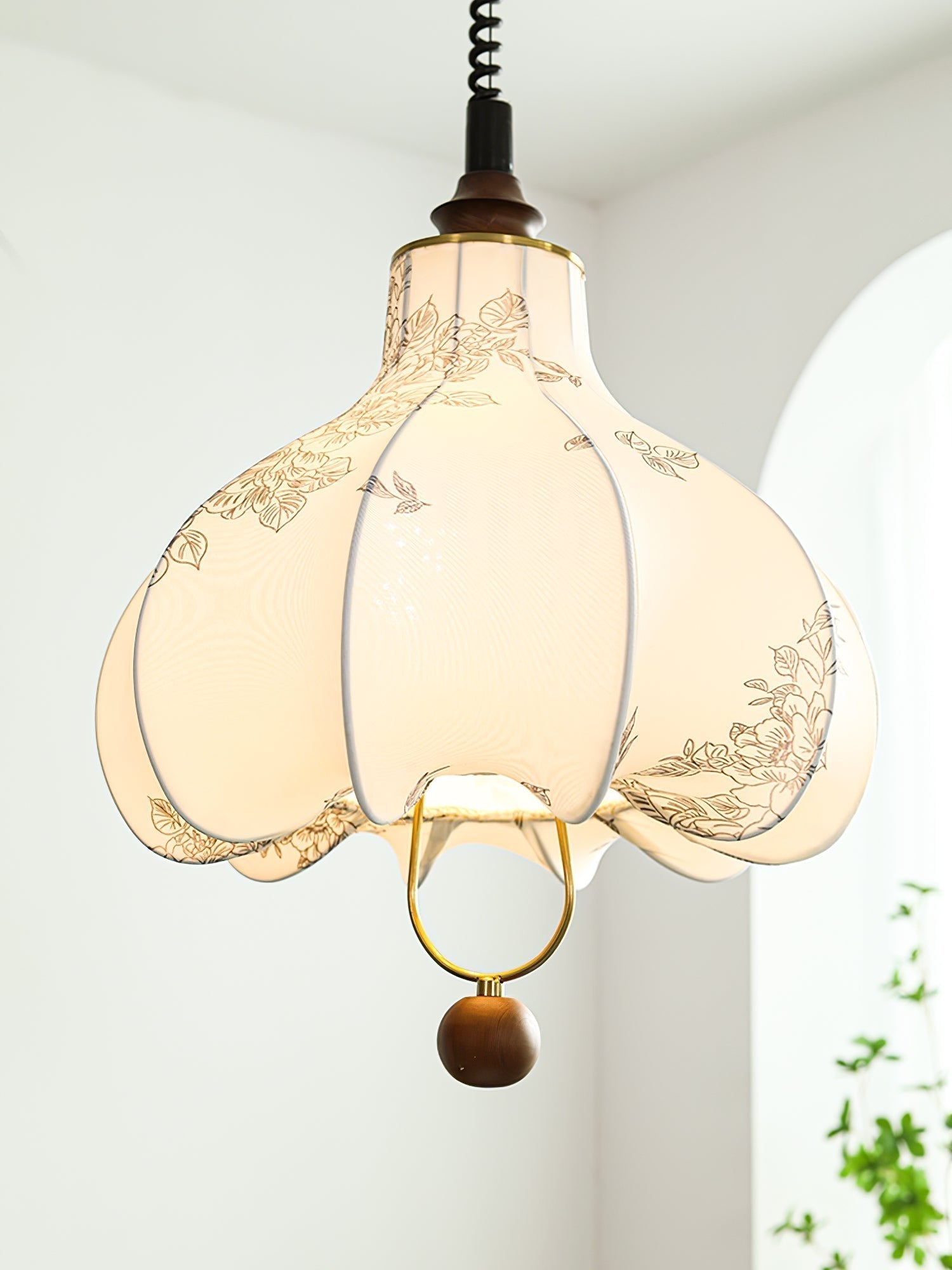 Mirerena Pendant Lamp Pear Fabric Lantern for Living Room
