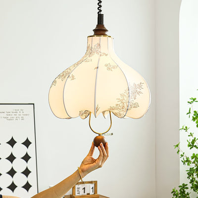 Mirerena Pendant Lamp Pear Fabric Lantern for Living Room