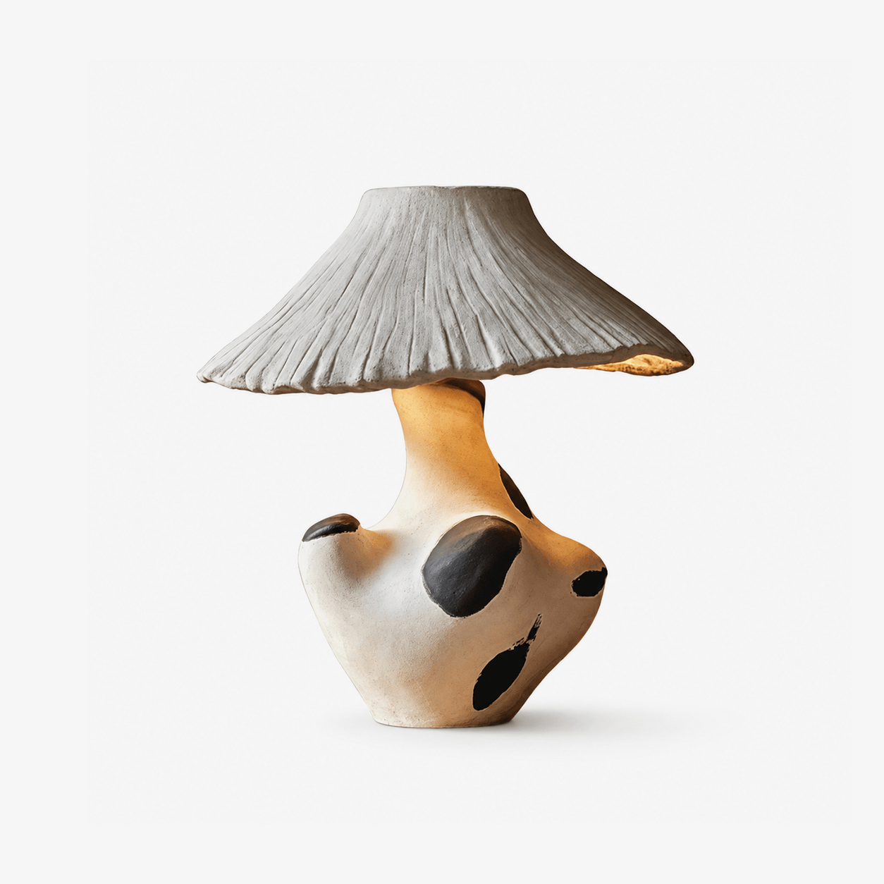 Pebble-Inlay Sculptural Plaster Table Lamp