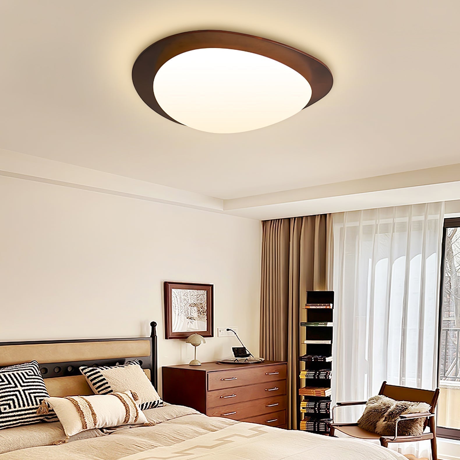 Evory Ceiling Light Wooden Walnut Pebble