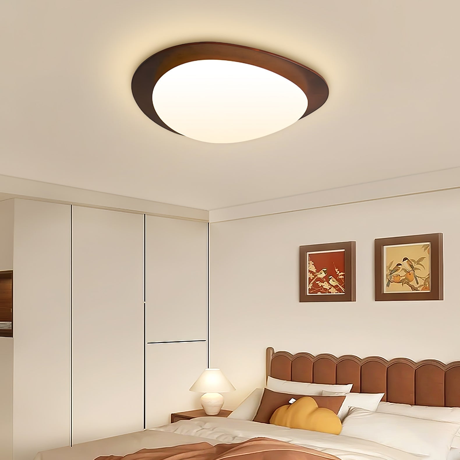 Evory Ceiling Light Wooden Walnut Pebble
