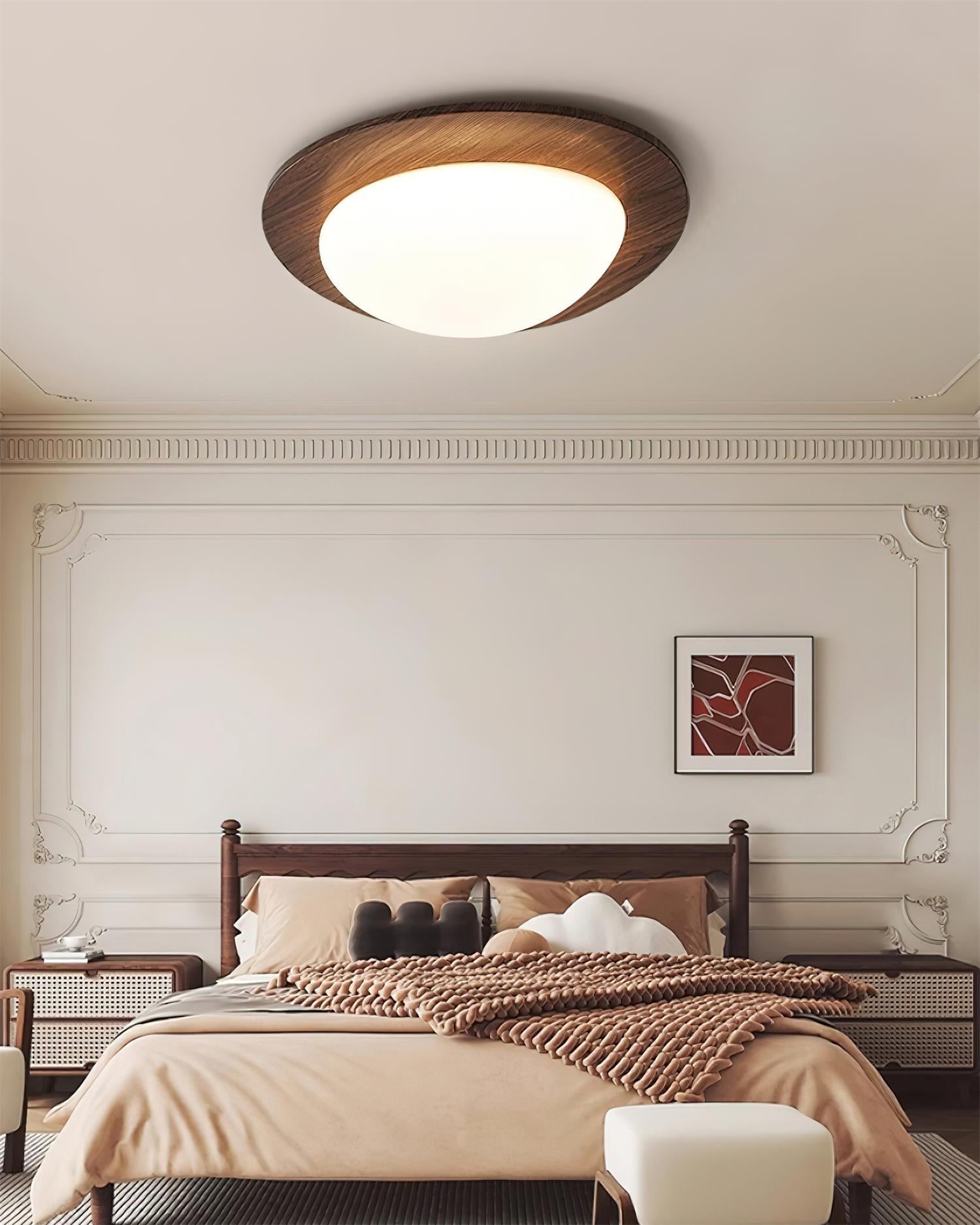 Evory Ceiling Light Wooden Walnut Pebble