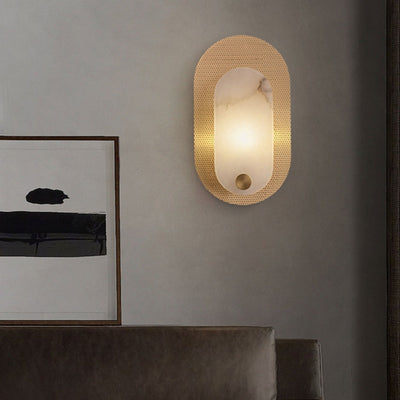 Perforated Oval Alabaster Wall Sconce