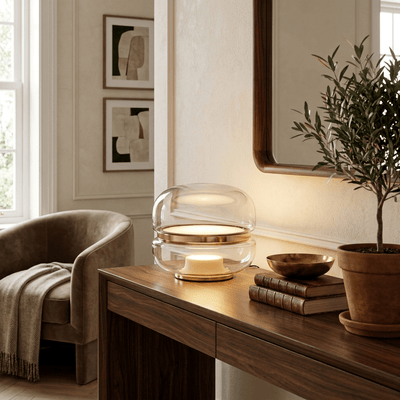 Eirelena Smoke Glass Table Lamp