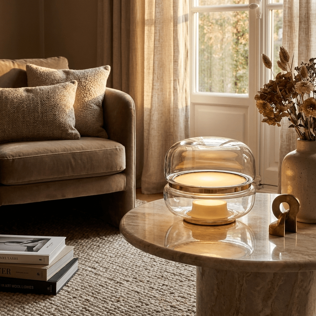 Eirelena Smoke Glass Table Lamp