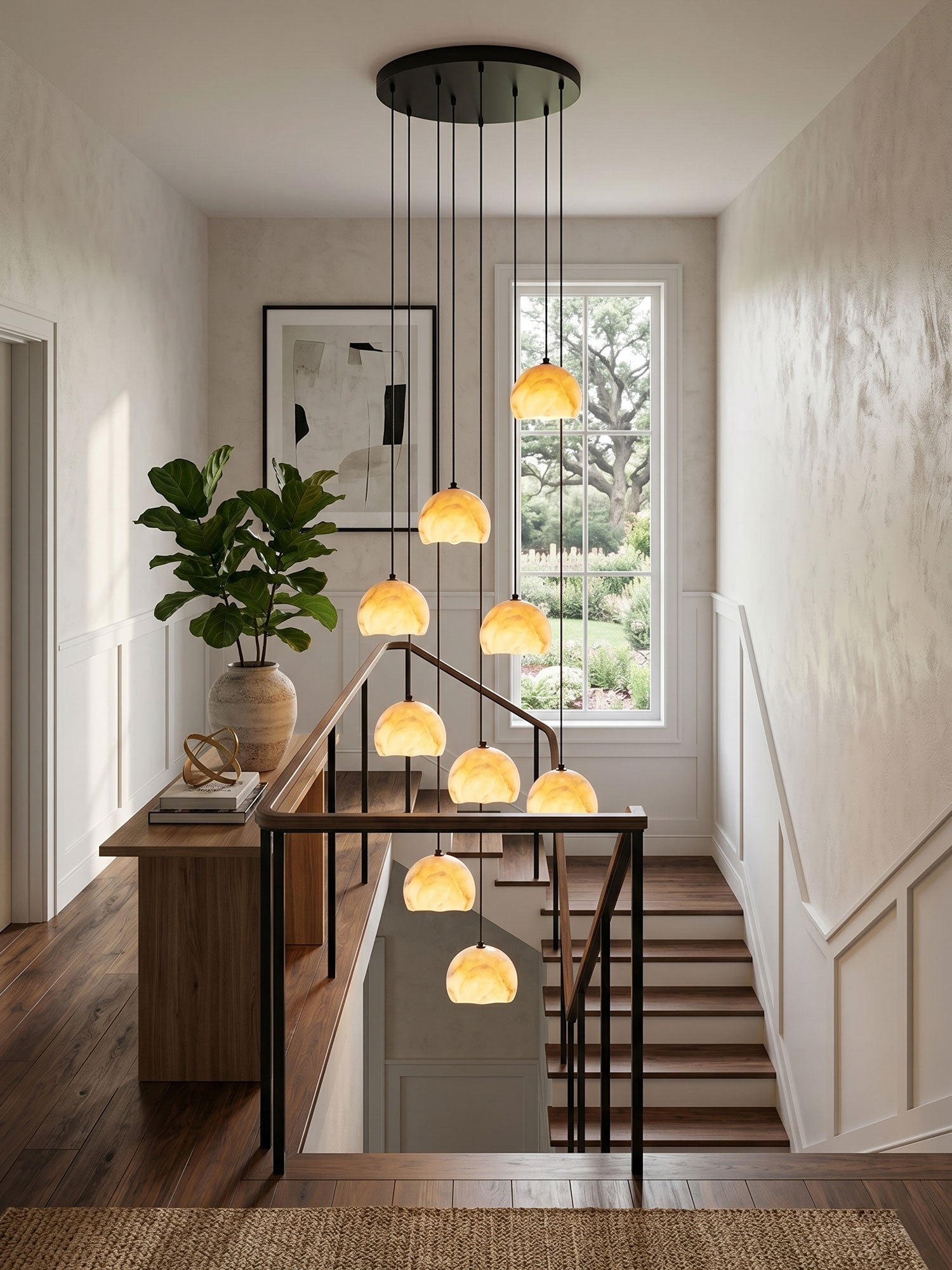 Nerea Alabaster Dome Staircase Chandelier