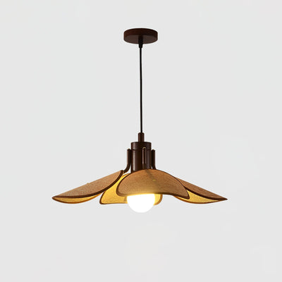 Utalion Traditional Petal Bloom Wood Fabric Pendant Light