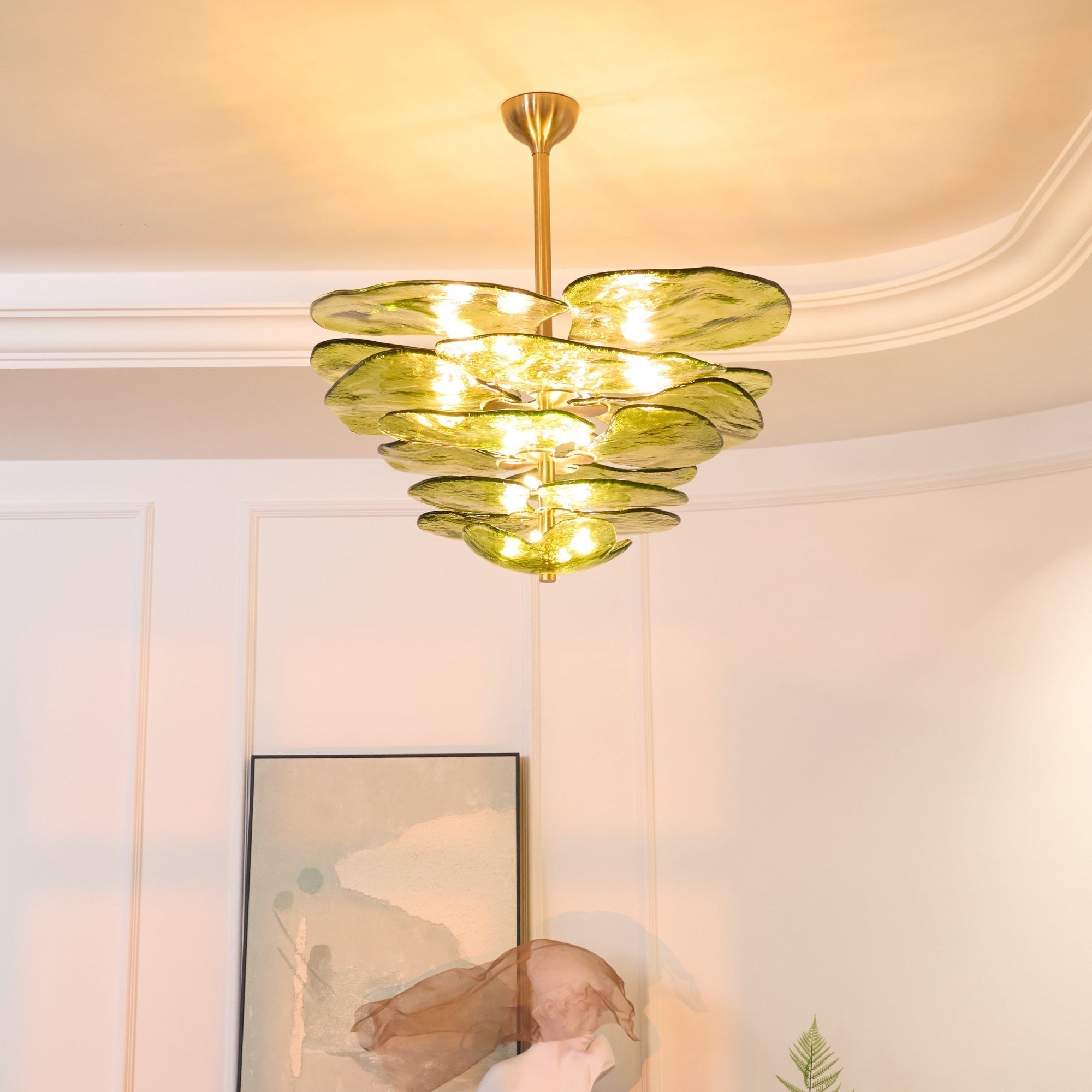 Crivs Chandelier Gold Murano Glass Petal Luxury