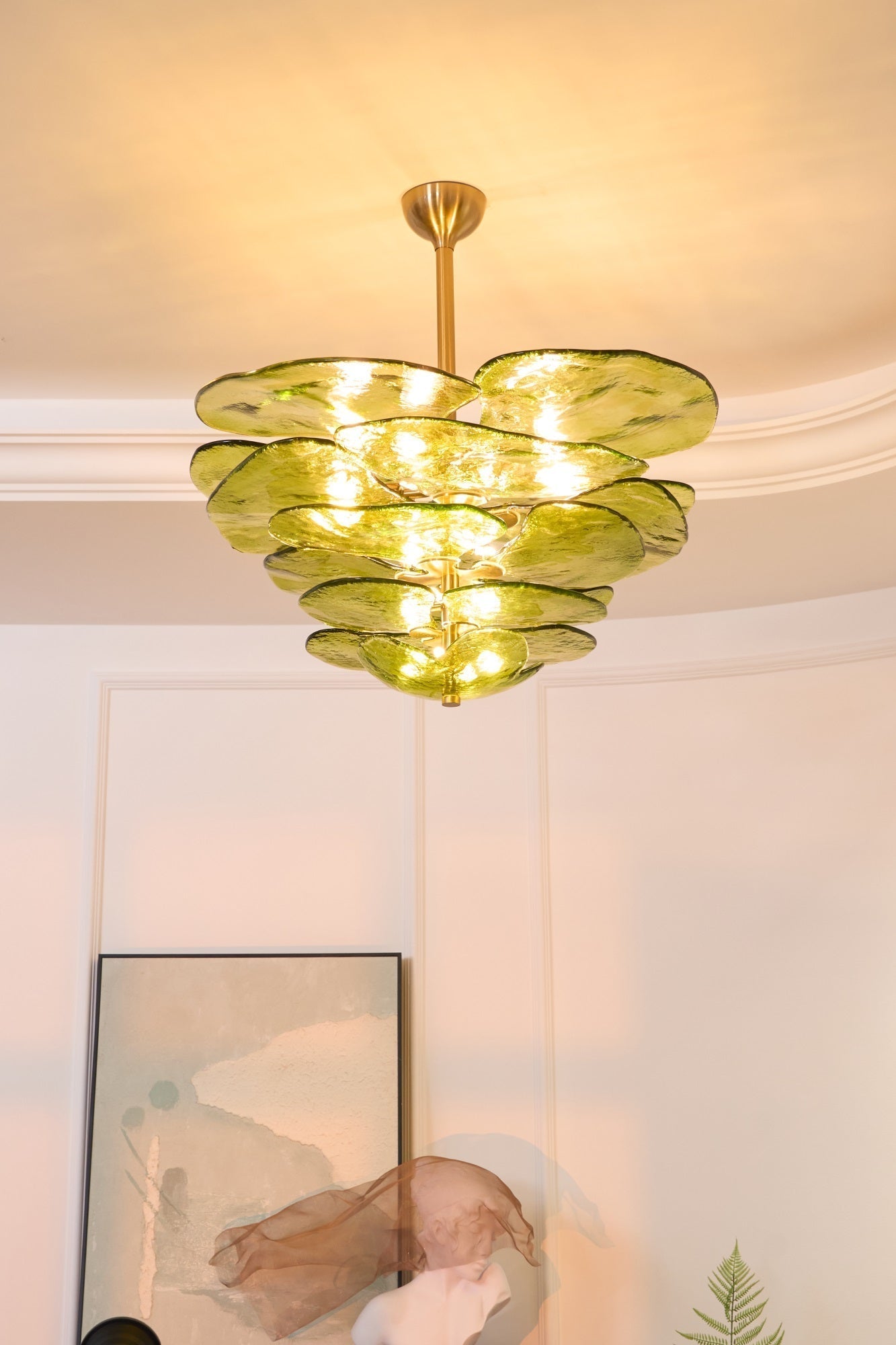 Crivs Chandelier Gold Murano Glass Petal Luxury