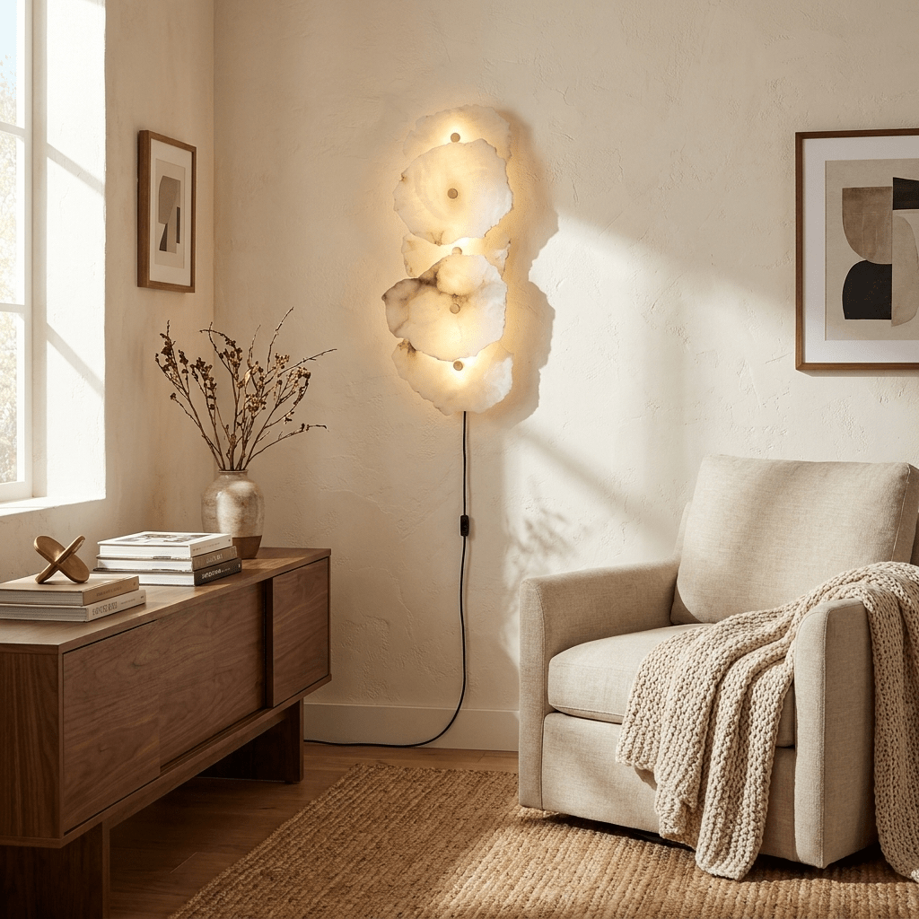 Nivarelia Alabaster Plug-in Wall Lamp