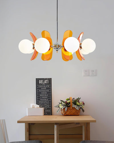 Quay Chandelier Phosphorescent Glass Lampshade