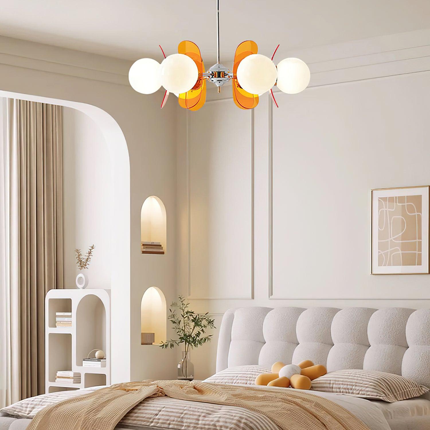 Quay Chandelier Phosphorescent Glass Lampshade