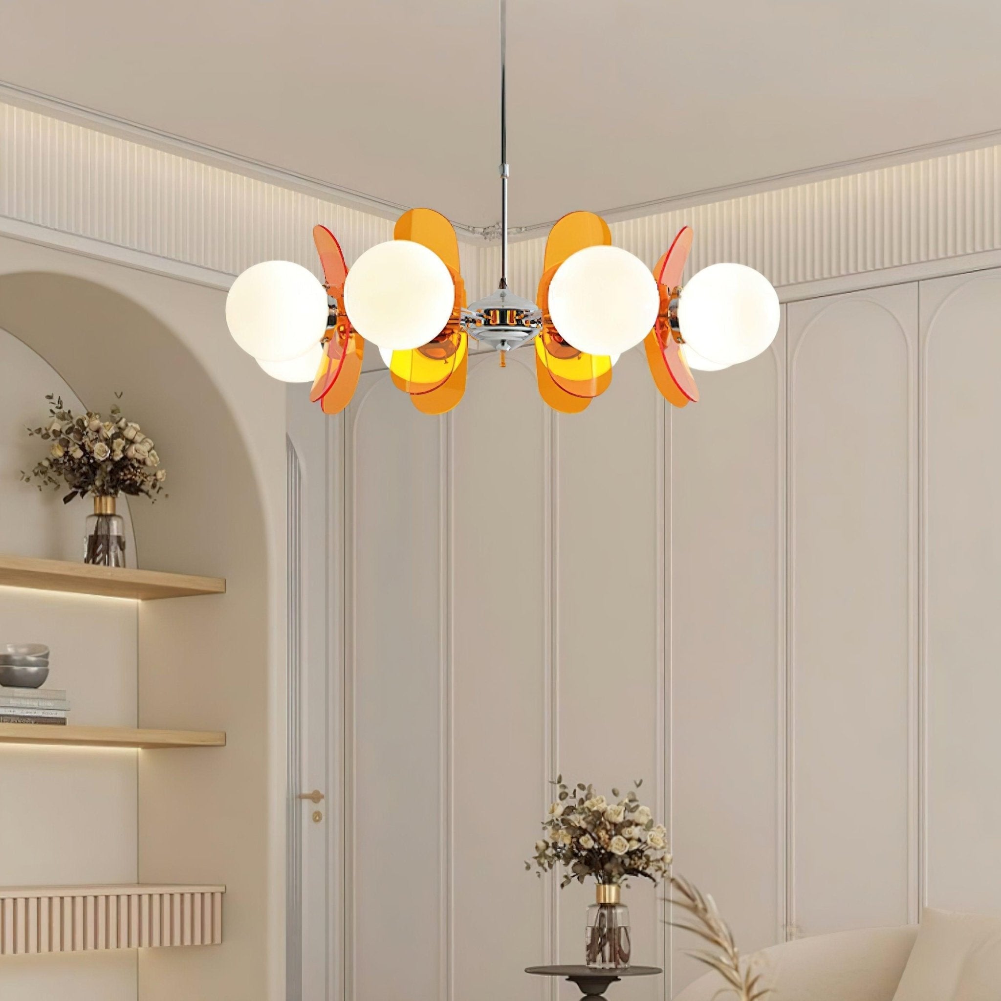 Quay Chandelier Phosphorescent Glass Lampshade