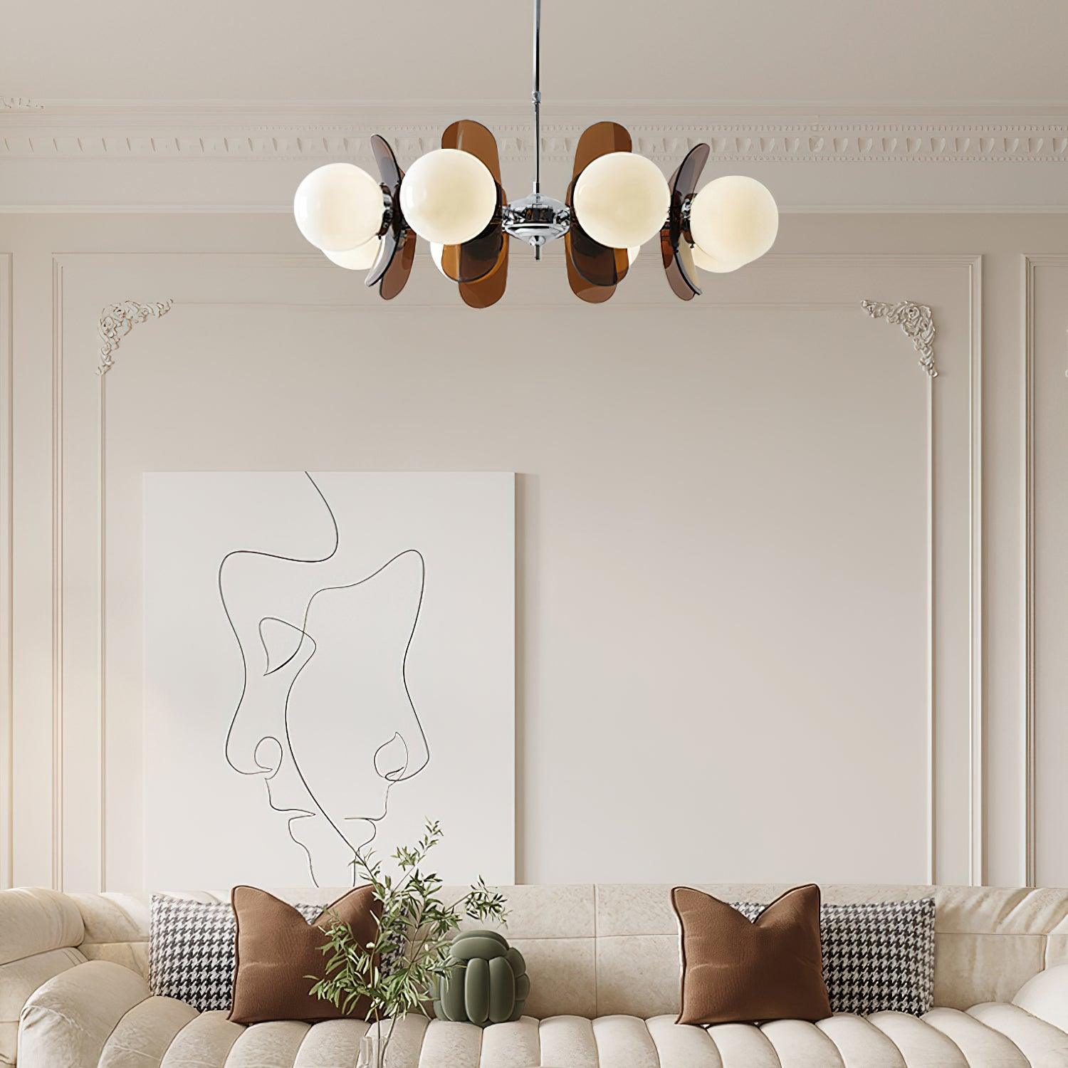 Quay Chandelier Phosphorescent Glass Lampshade