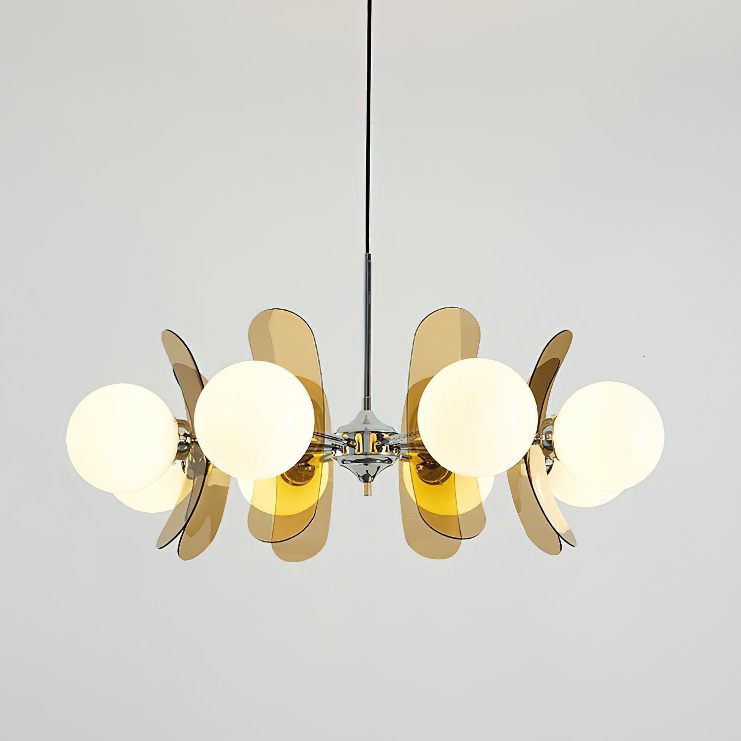 Quay Chandelier Phosphorescent Glass Lampshade