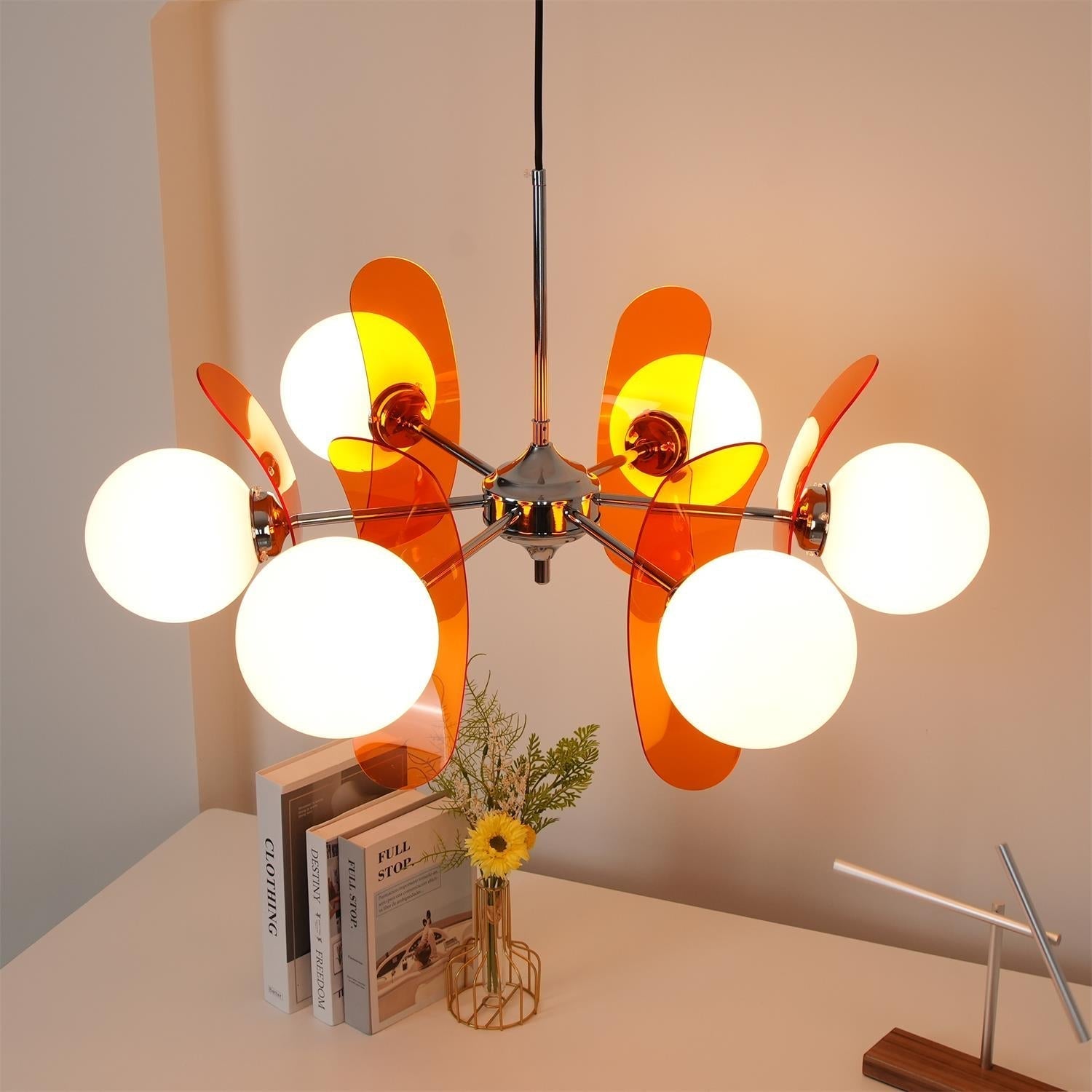 Quay Chandelier Phosphorescent Glass Lampshade