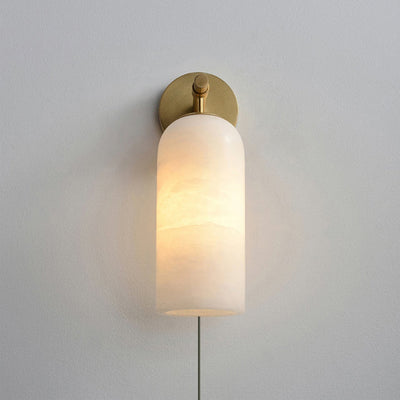 Everwell Pillar Alabaster Plug In Indoor Wall Light