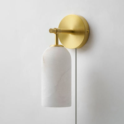 Everwell Pillar Alabaster Plug In Indoor Wall Light
