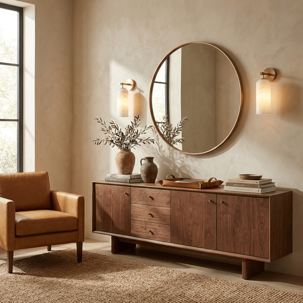 Beaustead Pillar Alabaster Indoor Wall Light