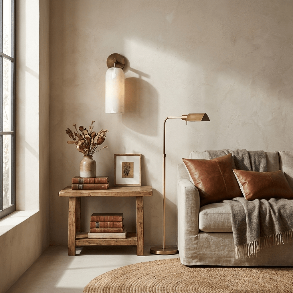 Delaborne Pillar Alabaster Indoor Wall Light